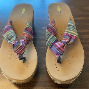Volatile Multicolor Thong Wedge Sandal